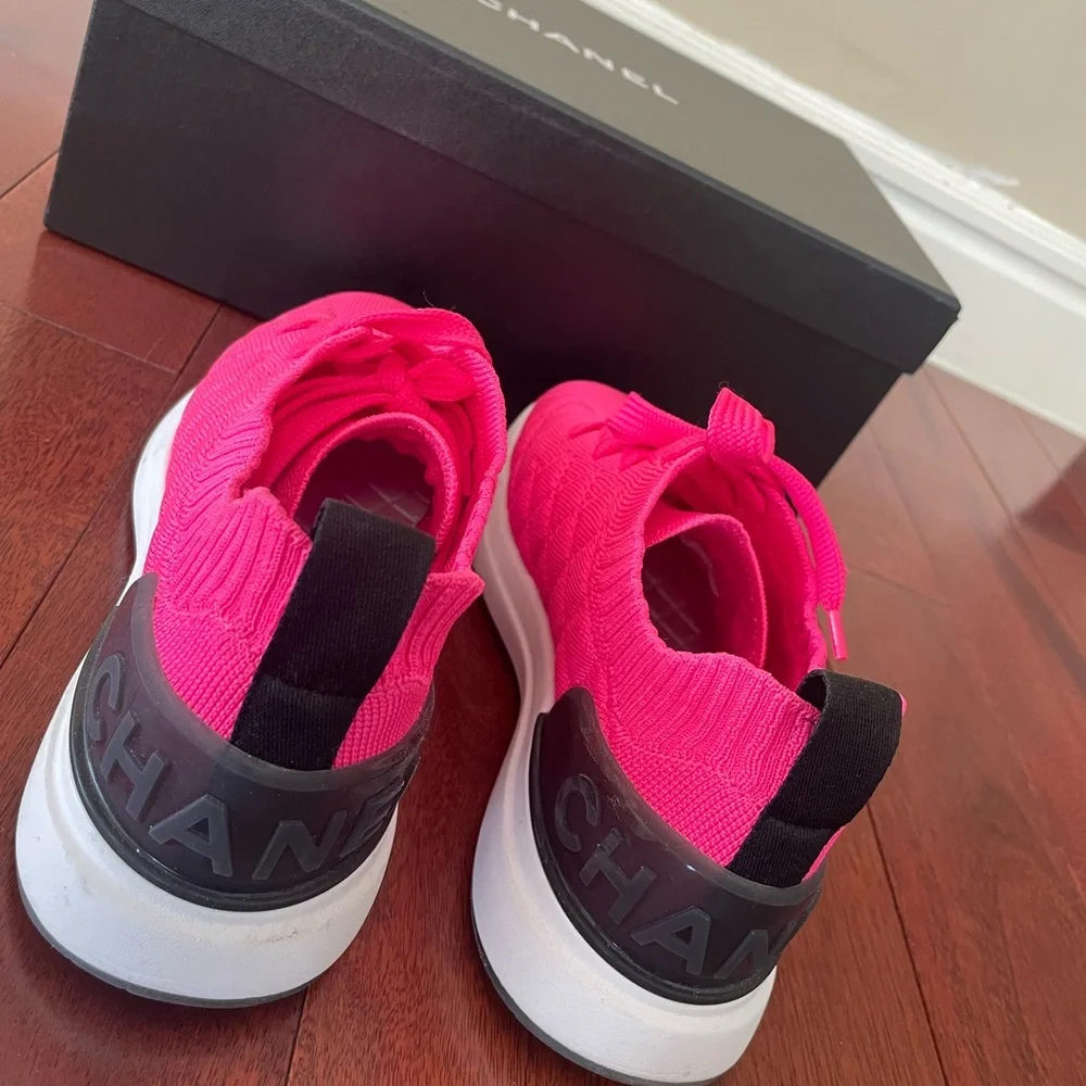 100% authentic Chanel sneakers in bright pink